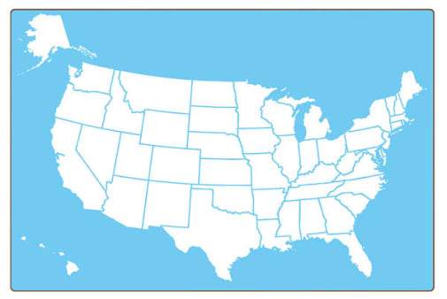 US Map Dry Erase Board - Two-Sided (18" x 12")