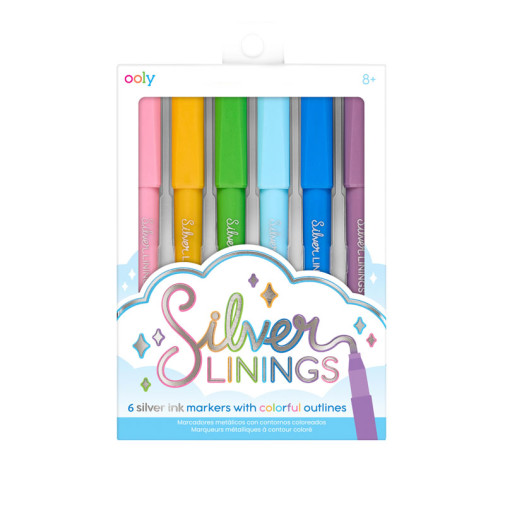 silver linings outline markers - set of 6 silver linings outline markers - set of 6