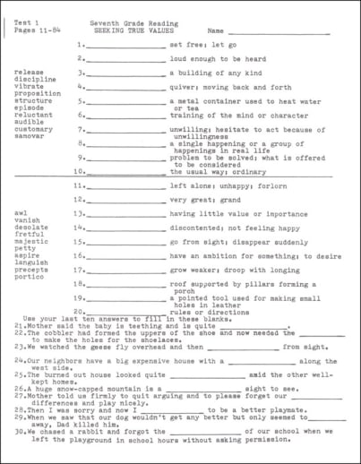Seeking True Values Test