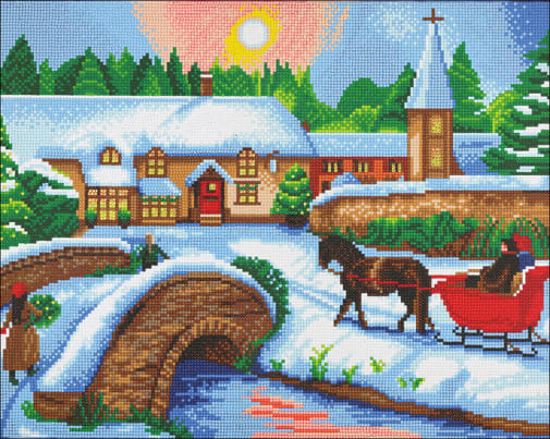 Crystal Art Large Framed Kit - Winter Village