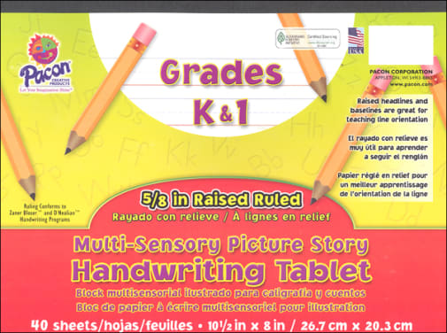 Pacon Multi-Sensory Raised Ruled Tablet, Picture Story (10 1/2" x 8") - 40 Sheets