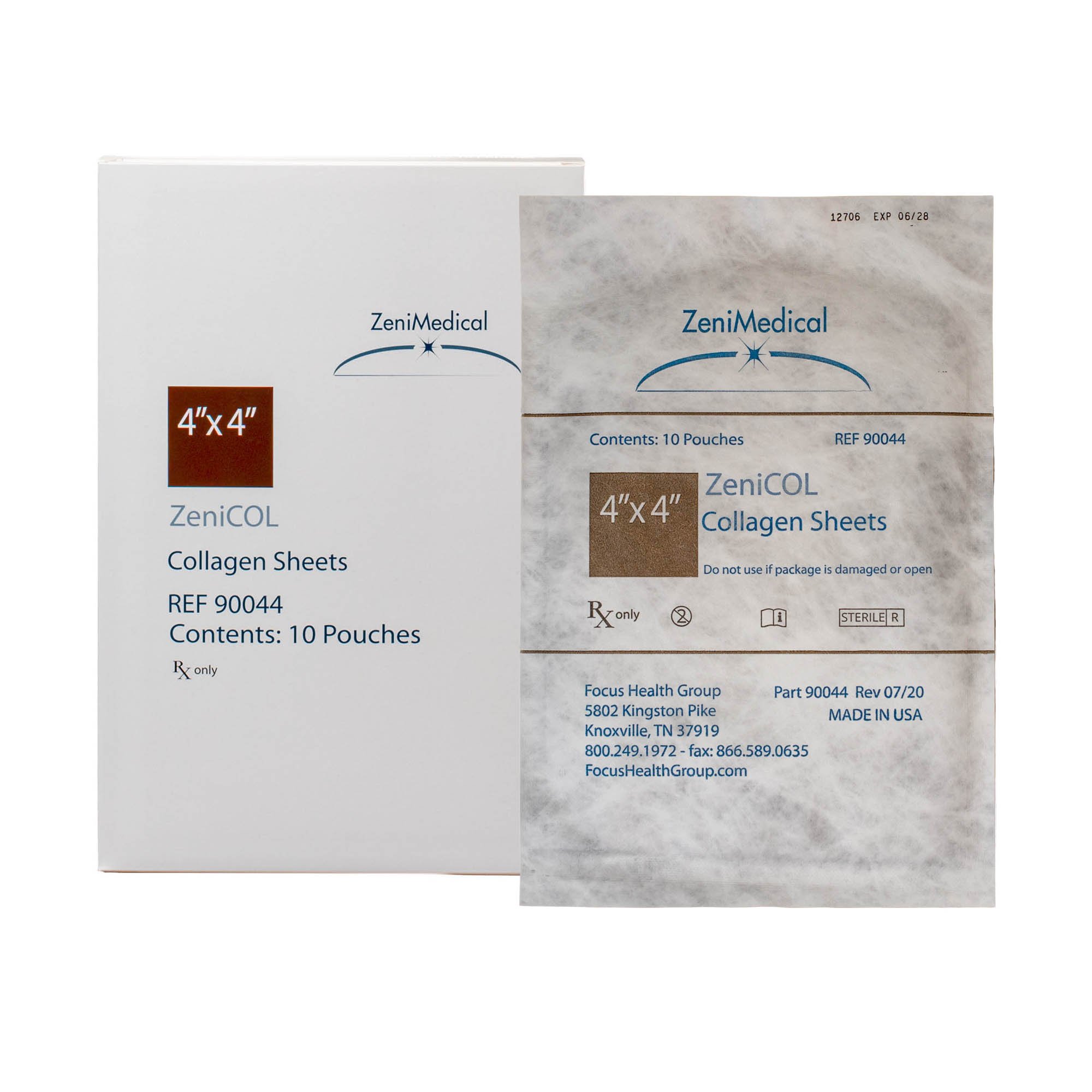 Collagen Dressing ZeniCOL 4 X 4 Inch Square Sterile MK 1244575