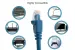 CAT6A Ethernet Patch Cable, Half-moon Boot, UTP, 50 ft, Blue