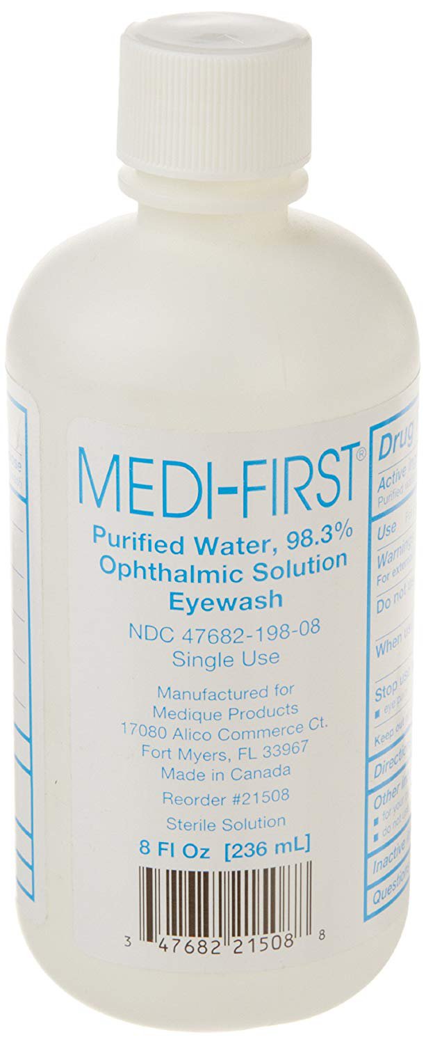 Medi-First Purified Water, 98.3% Ophthalmic Solution Eyewash, 8-ounce Bottle MK 1099671