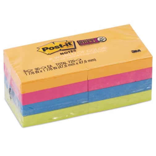 Post-It Super Sticky Notes - Neon Colors (2" x 2") 8 pads