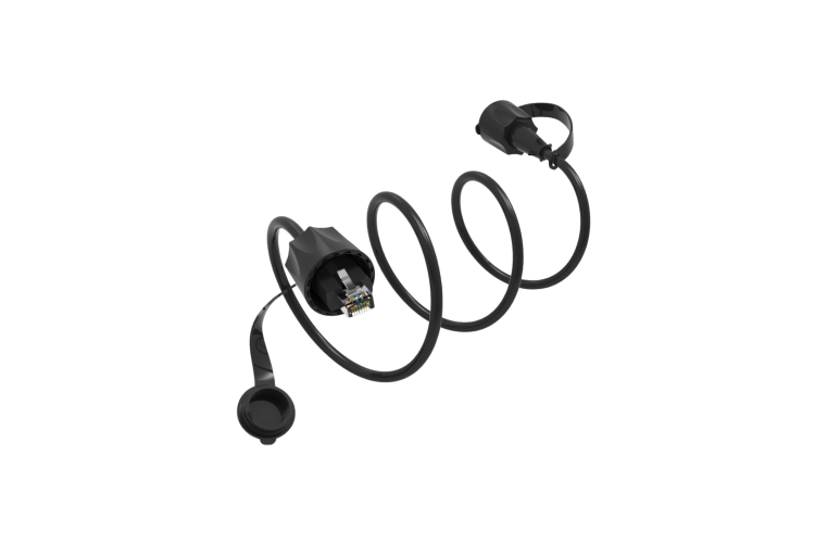Cat6 Outdoor FTP Ethernet Patch Cable with Dust Cap, Black, 6ft