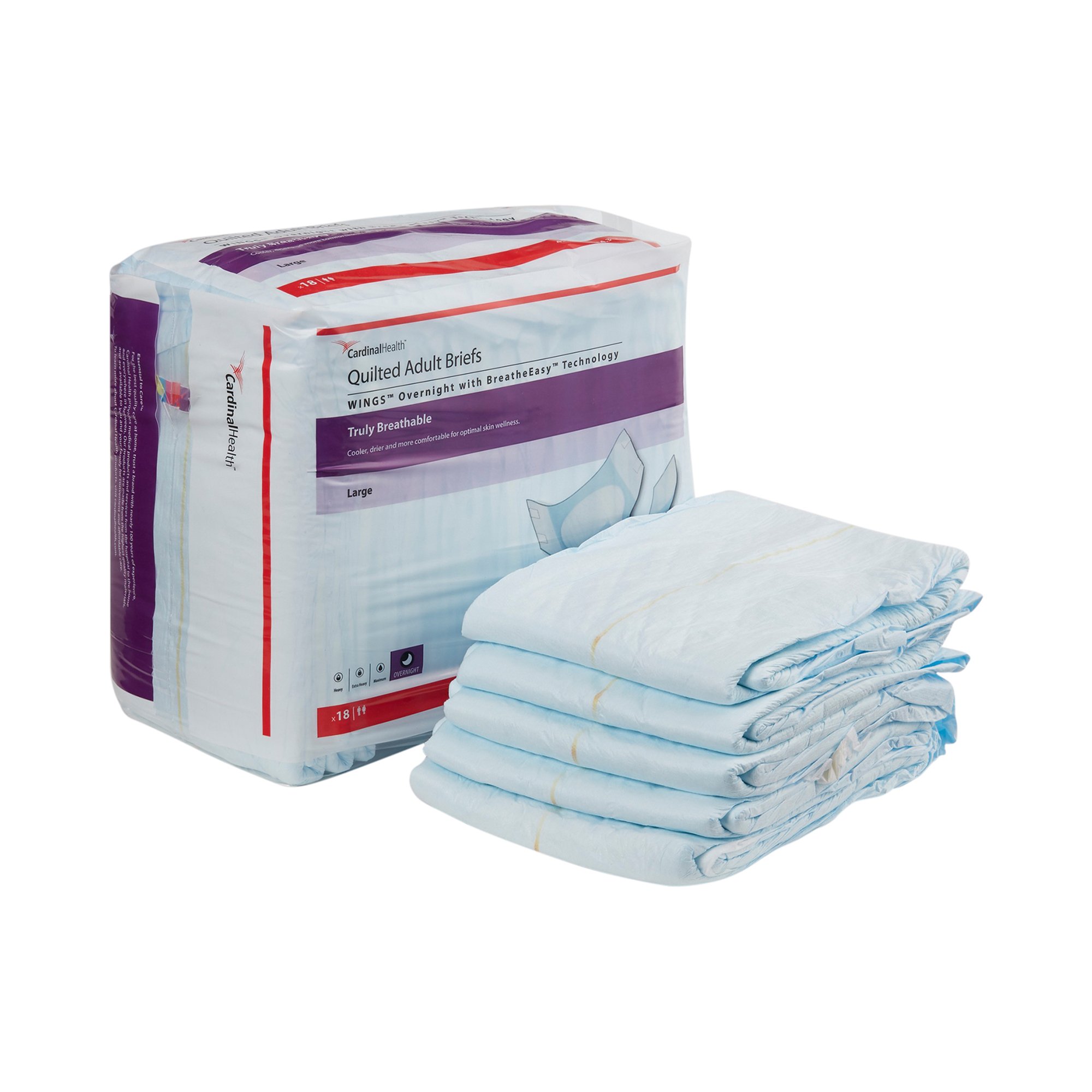Wings Overnight Absorbency Incontinence Brief, Large MK 864860