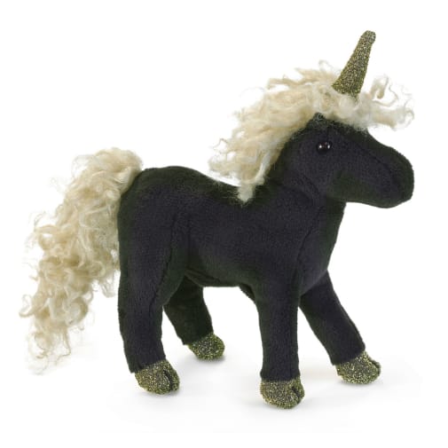 Mini Black Unicorn Finger Puppet