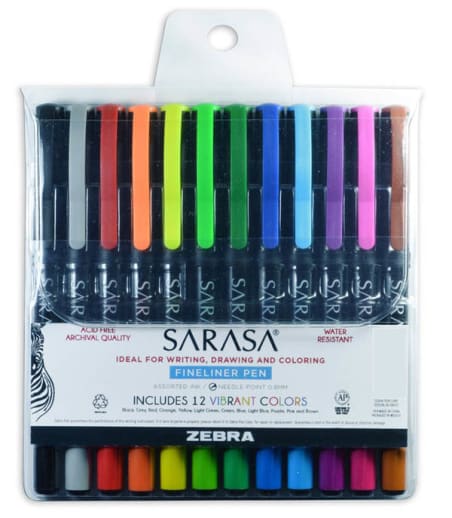 Sarasa Pen - 0.8mm, Fine (Assorted colors) 12 Pack