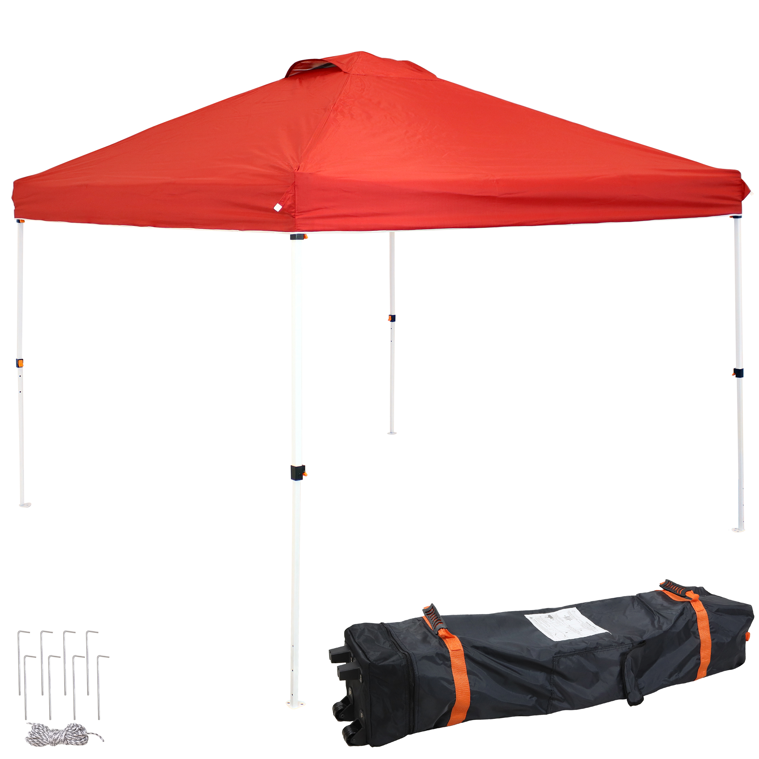 Sunnydaze 12x12 Foot Premium Pop-Up Canopy with Rolling Carry Bag - Red