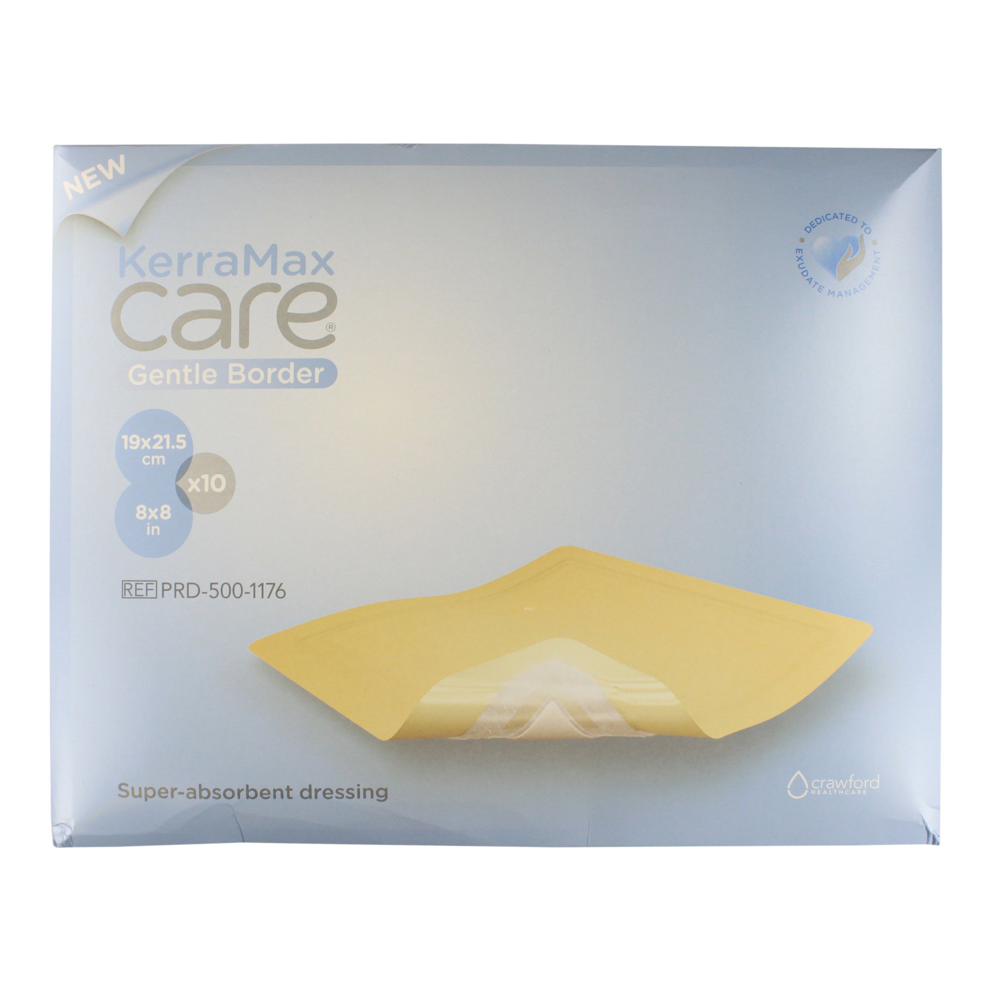 KerraMax Care Gentle Border Super Absorbent Dressing, 8 x 8 Inch MK 1189351