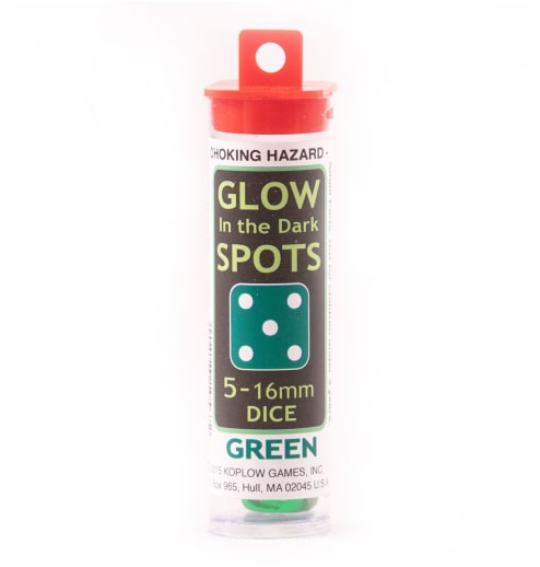 Glow-In-The-Dark Spots16mm Dice - Green (set of 5)