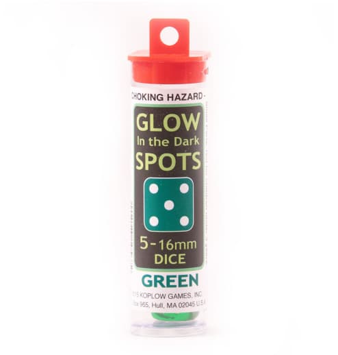 Glow-In-The-Dark Spots16mm Dice - Green (set of 5)