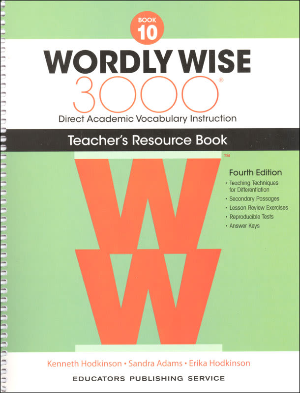 Wordly Wise 3000 Book 10 Teacher Resource Book, 4th Edition