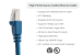 Cat6A Shielded Ethernet Patch Cable, Half-moon Boot, 10 ft, Blue