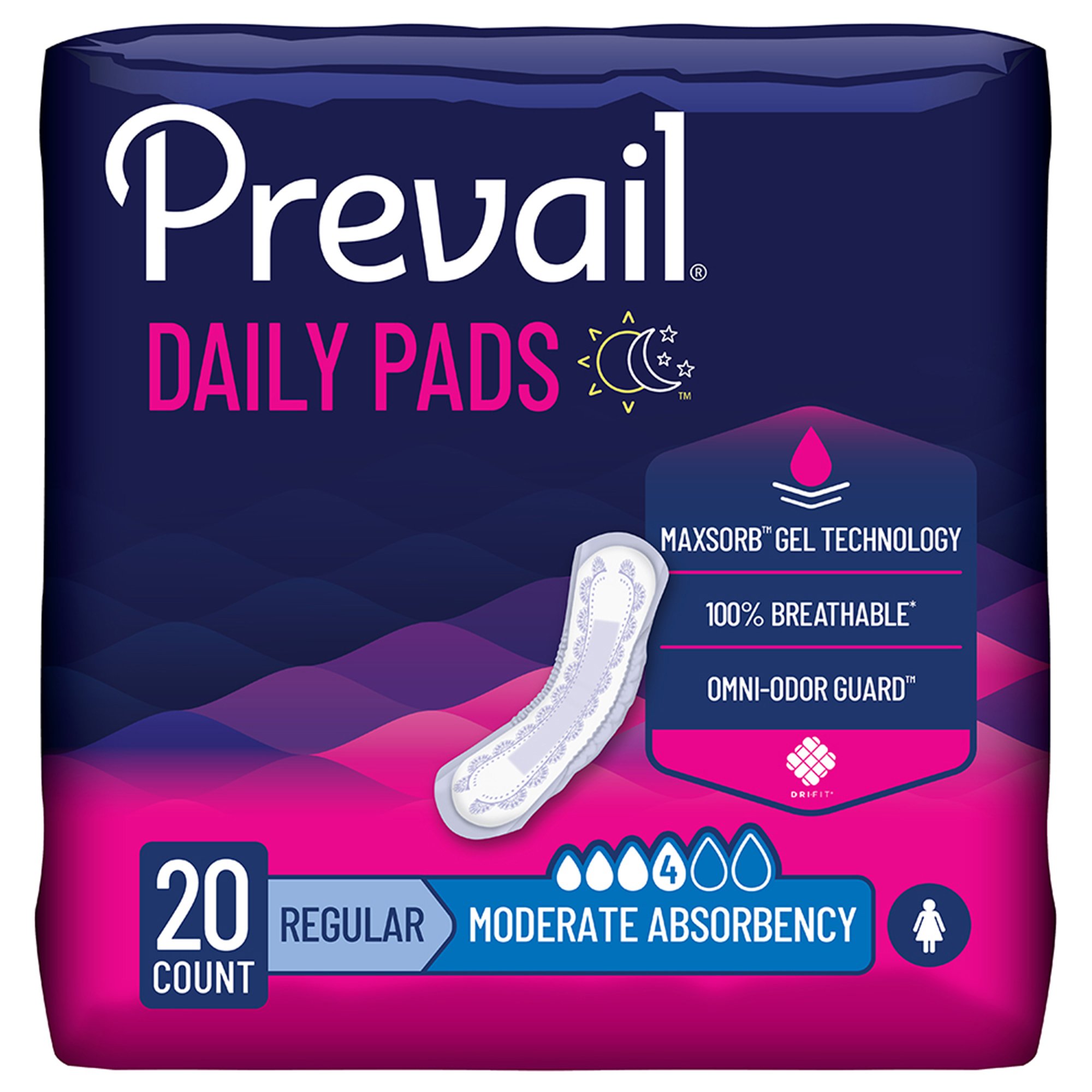 Prevail Daily Pads Moderate Bladder Control Pad, 9-Inch Length MK 409931