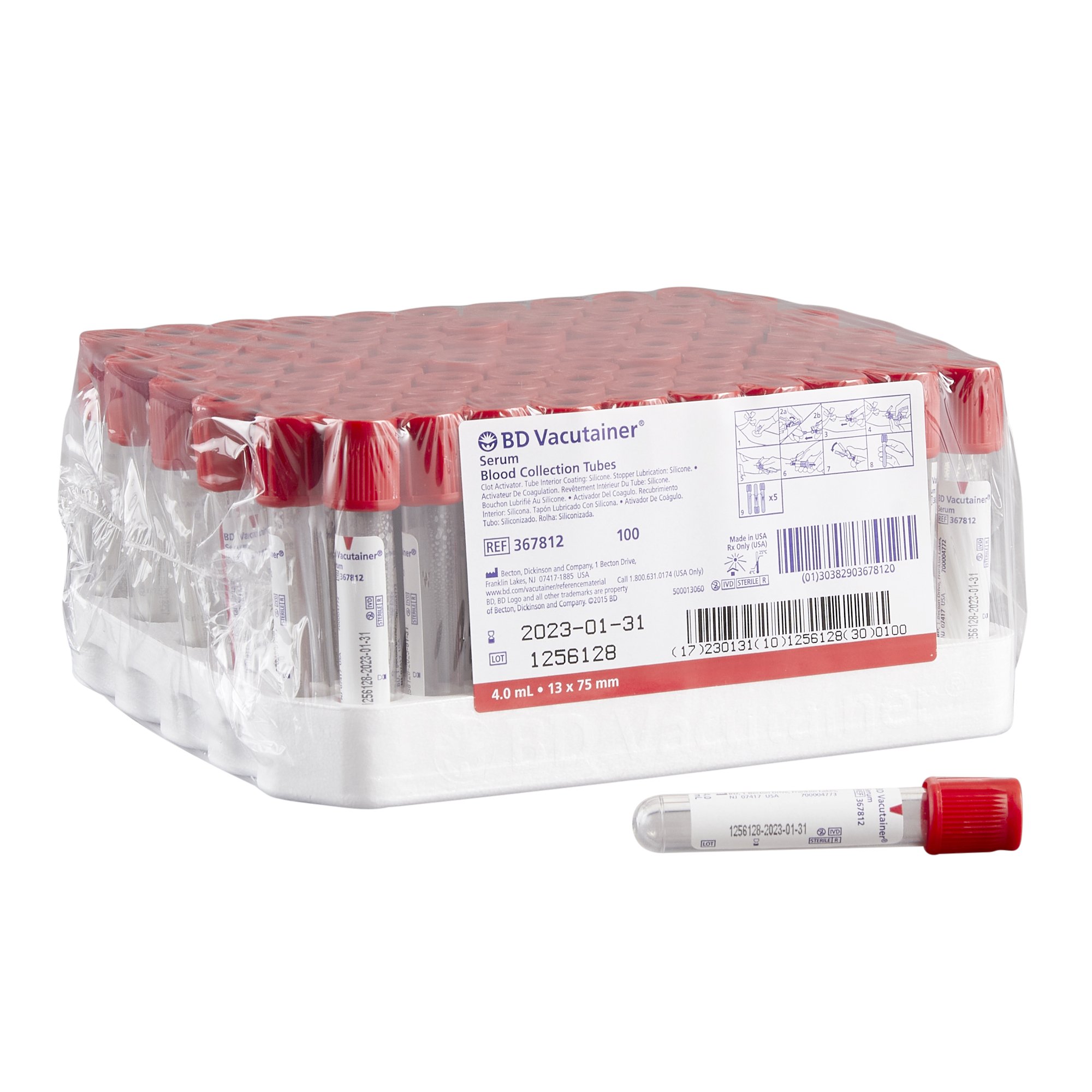 BD Vacutainer Venous Blood Collection Tube, 4 mL, 13 x 75 mm MK 315218