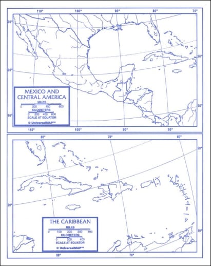 Central America Map Laminated (8+" x 11")