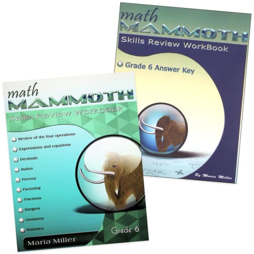 Math Mammoth Grade 6 Color Skills Review Workbook and Answer Key Package