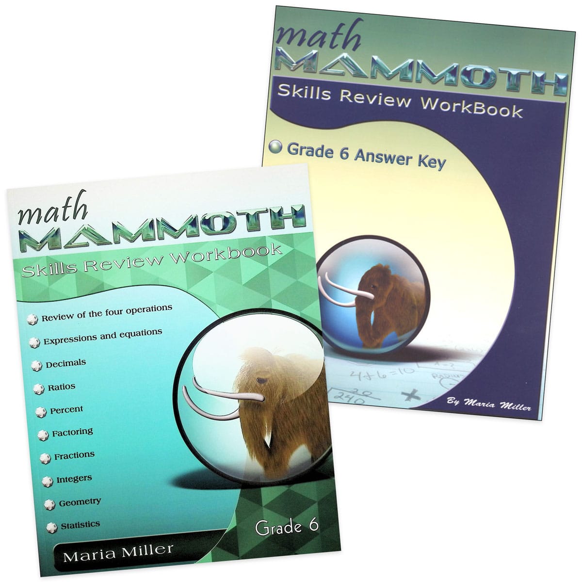 Math Mammoth Grade 6 Color Skills Review Workbook and Answer Key Package