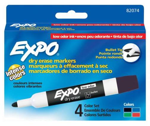 EXPO Low Odor Dry Erase Markers, Bullet Tip