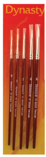 Dynasty White Taklon Watercolor Rounds Paint Brush Set: Round 0, 1, 2, 4, 6