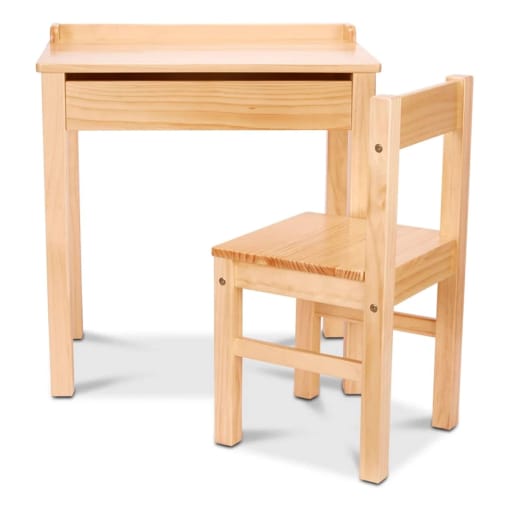 Melissa & Doug Lift-Top Wooden Kid's Desk and Chair - Honey