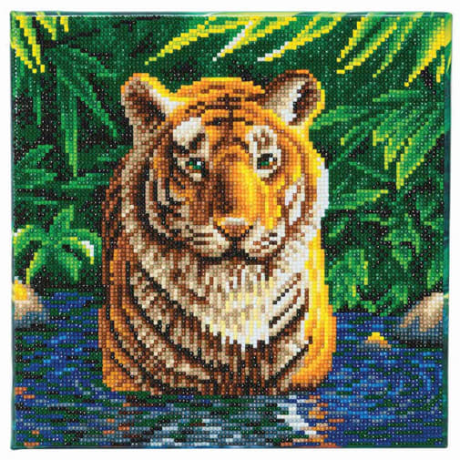 Crystal Art Medium Framed Kit - Tiger Pool