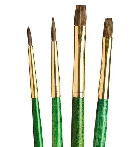 Princeton Art & Brush Camel Round 1, 3, Shader 4, 6 Paint Brush Set