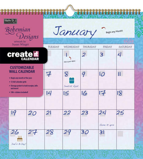 Bohemian Create-it Wall Calendar