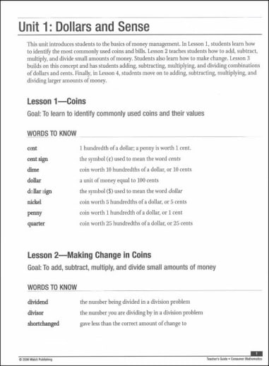 Power Basics: Consumer Math Teacher's Guide (2006 Edition)