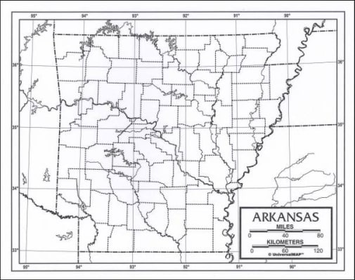 Arkansas Map Paper single (8+" x 11")