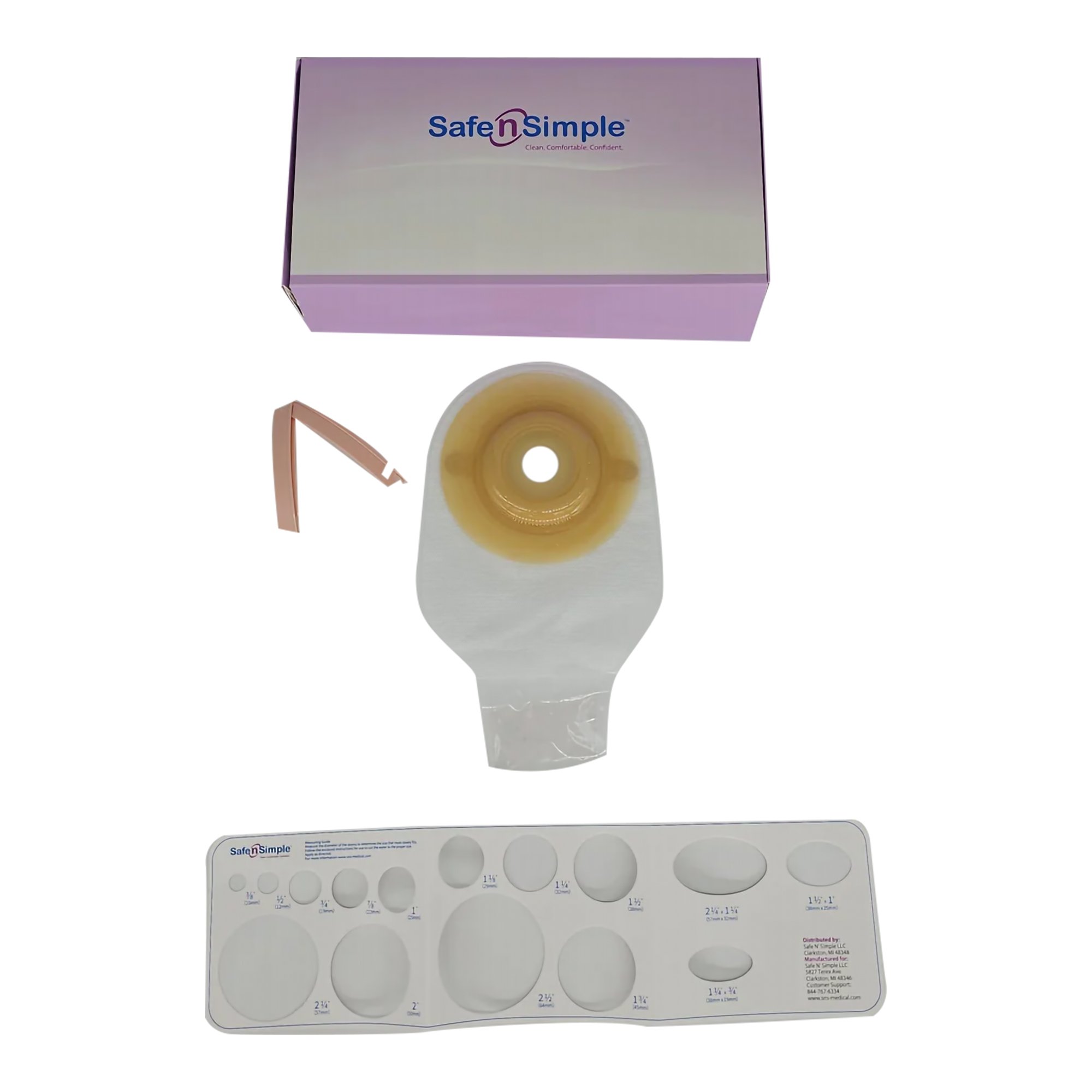 Ostomy Pouch Safe n Simple One-Piece System 12 Inch Length Convex, Pre-Cut 1 Inch Stoma Drainable MK 1243995