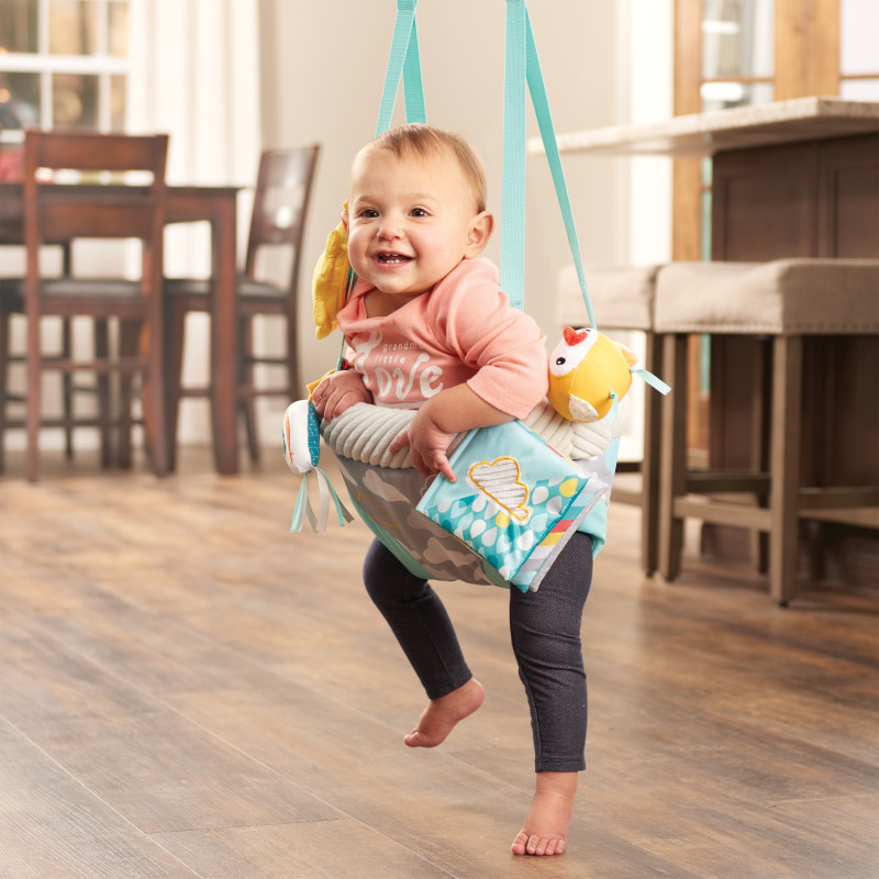Door Jumper with 4 Removable Toys (Sweet Skies) Lifestyle Photo Door Jumper with 4 Removable Toys (Sweet Skies) Lifestyle Photo