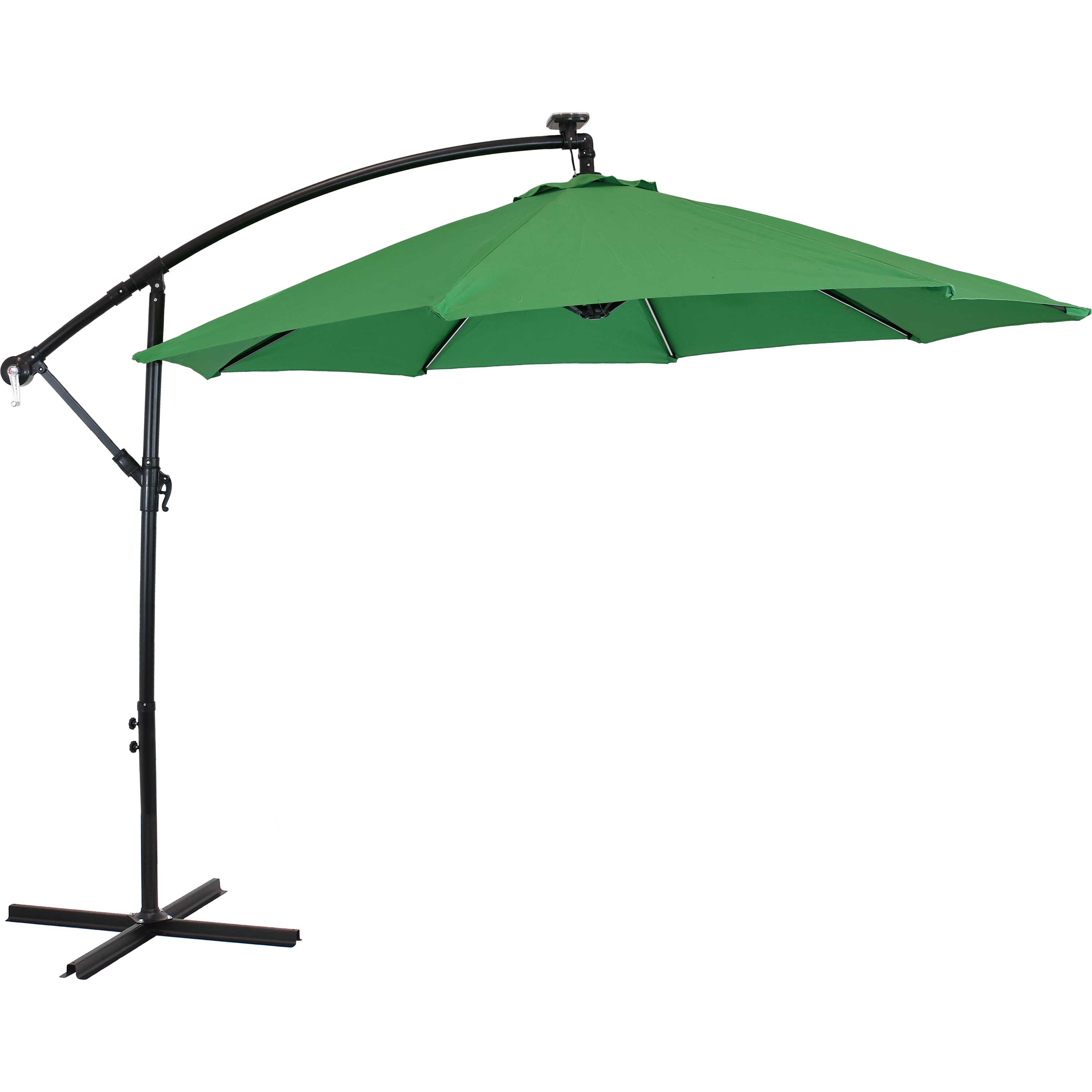 Sunnydaze Offset Patio Umbrella with Solar LED Lights - 10-Foot - Emerald