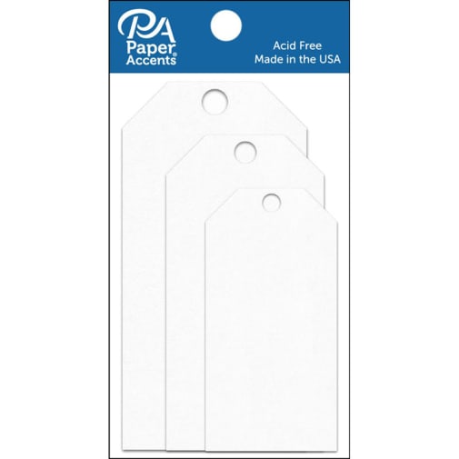 Paper Accents Craft Tags - White (25 assorted sizes)