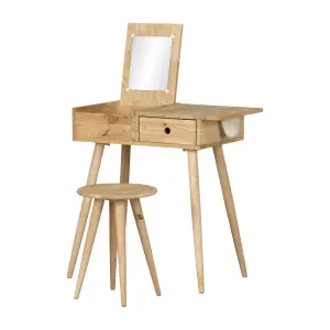 Ensemble coiffeuse et tabouret en bois massif