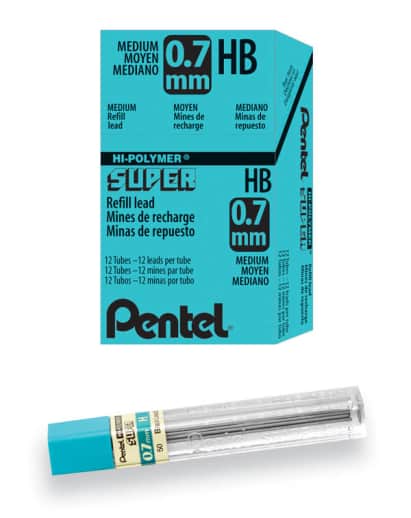 Pentel Super Hi-Polymer Lead Refill HB, 0.7mm, 12 pieces