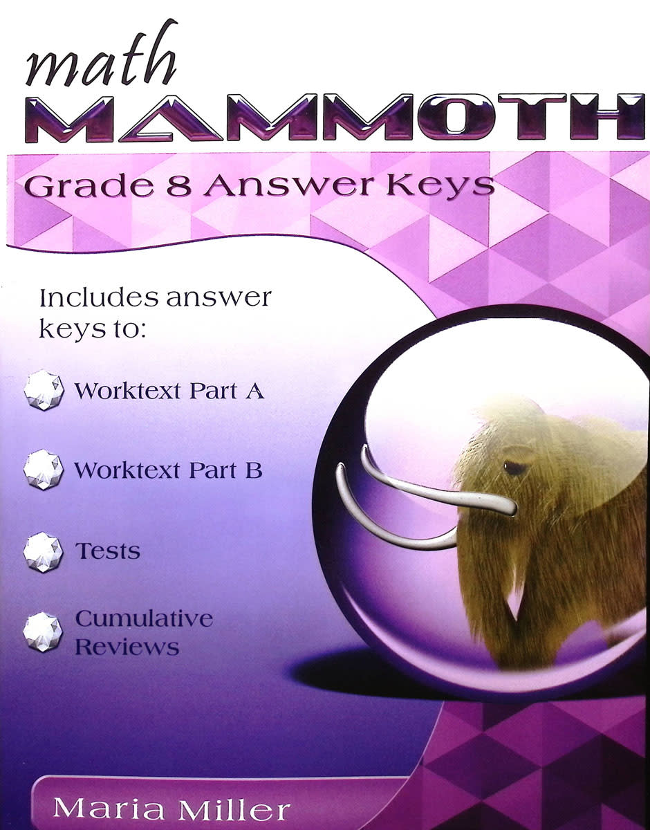 Math Mammoth Grade 8 Answer Keys (2024 Edition, Full Color)