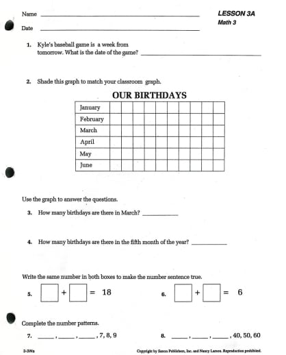 Saxon Math 3 Student Workbooks / Fact Cards