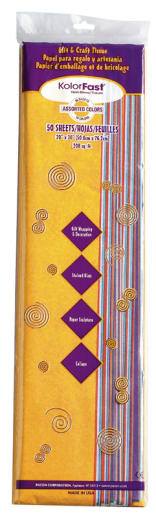 KolorFast Tissue 10 Assorted Colors 20" x 30" 50 sheets