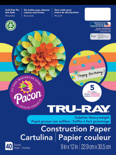 Tru-Ray Sulphite Construction Paper Pad (Hot Color Assortment)
