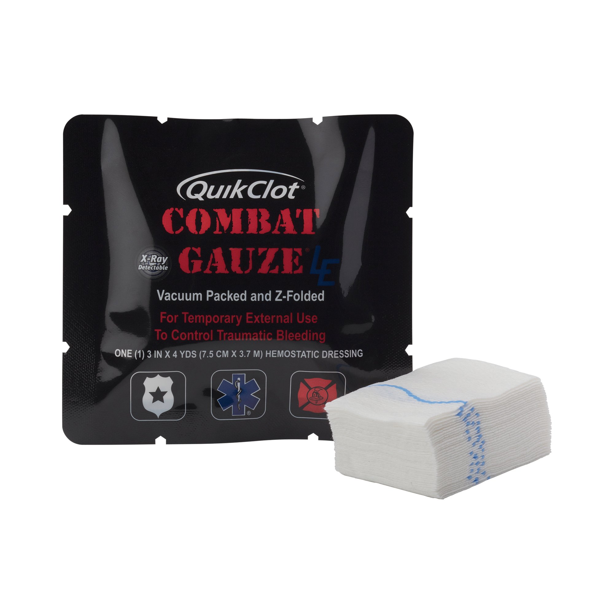 QuikClot Combat Gauze LE Hemostatic Dressing, 3 Inch x 4 Yard MK 812748