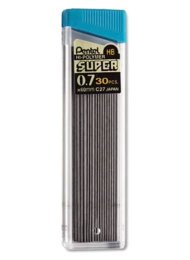 Pentel Super Hi-Polymer Lead Refill HB, 0.7mm, 30 pieces