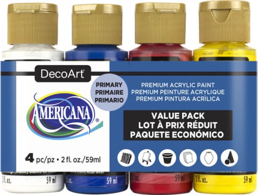 Americana Acrylic Paint 4 pack (2 oz) - Primary