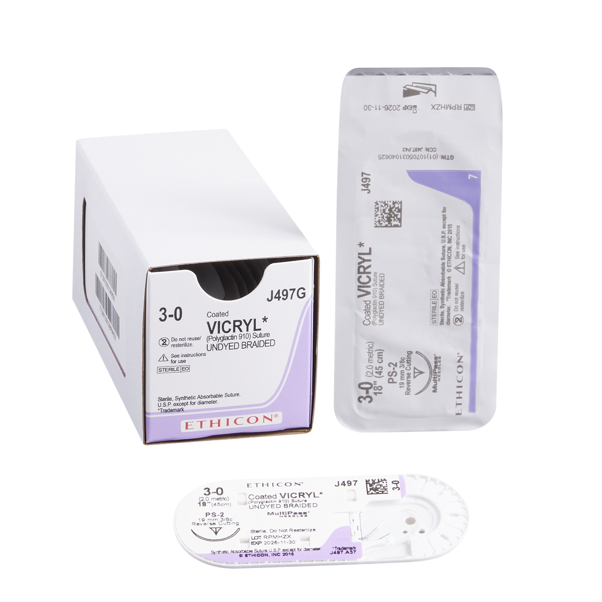Coated Vicryl Suture with PS-2 Needle, Size 3-0 MK 101274