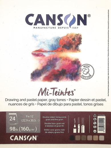 Canson Mi-Teintes Pastel Paper (9" x 12") 24 sheets - Gray Tones