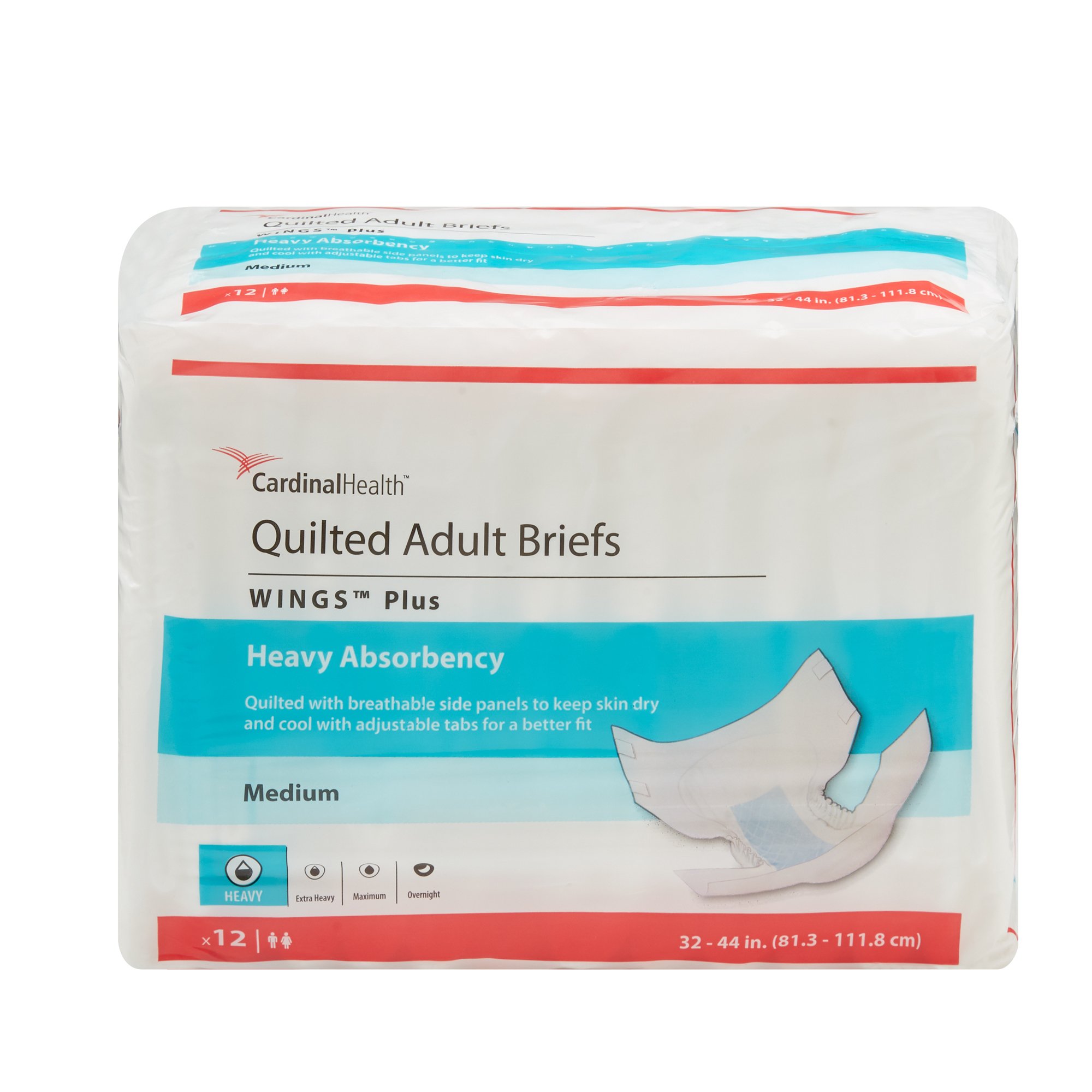 Wings Plus Quilted Heavy Absorbency Incontinence Brief, Medium MK 630819