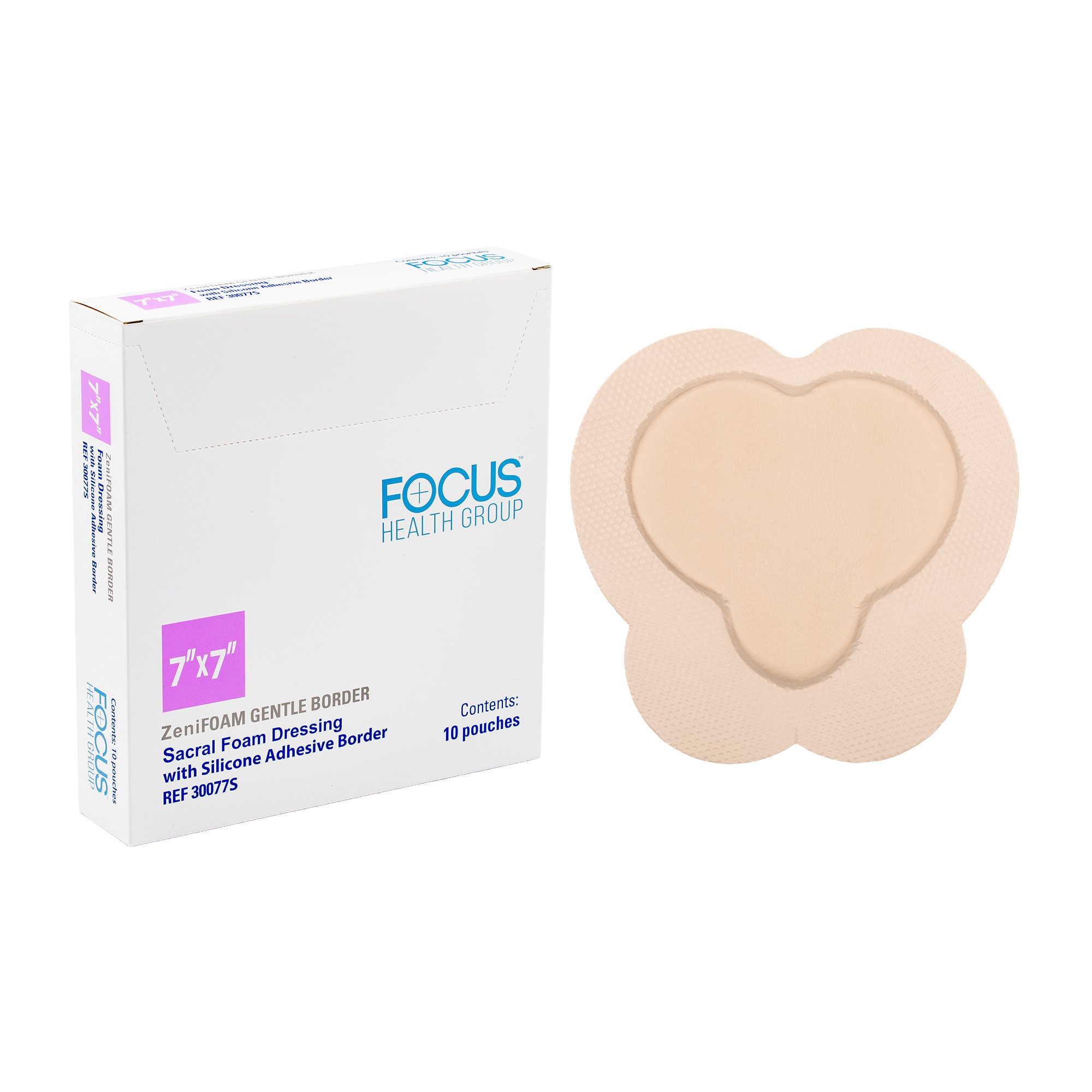 Foam Dressing Zenifoam Gentle Border 7 X 7 Inch With Border Waterproof Backing Silicone Face and Border Sacral Sterile MK 1186696