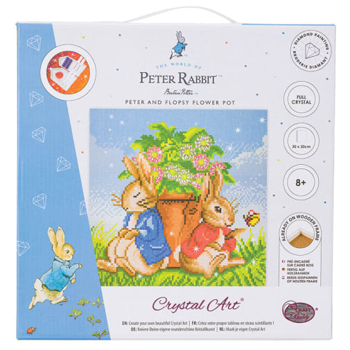 Crystal Art Medium Framed Kit - Peter and Flopsy Flower Pot